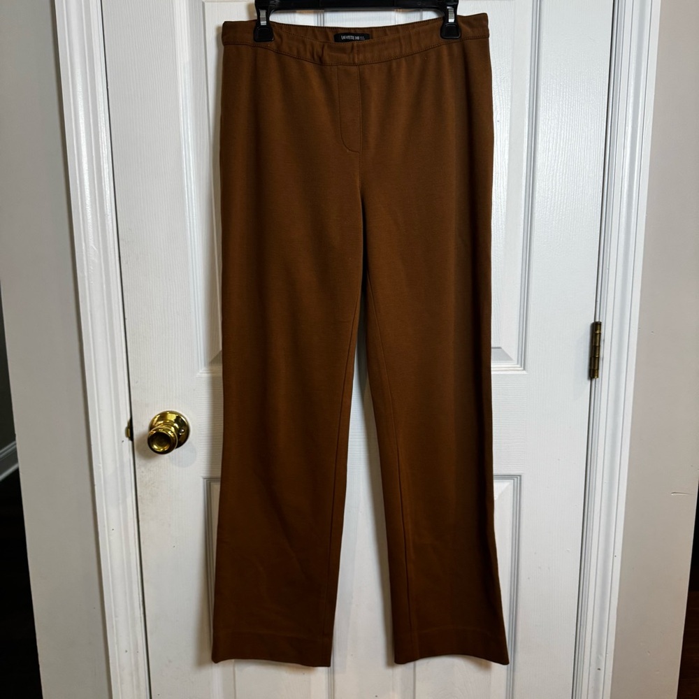 Lafayette 148 New York Wide Straight-Leg Pants in Chestnut Brown